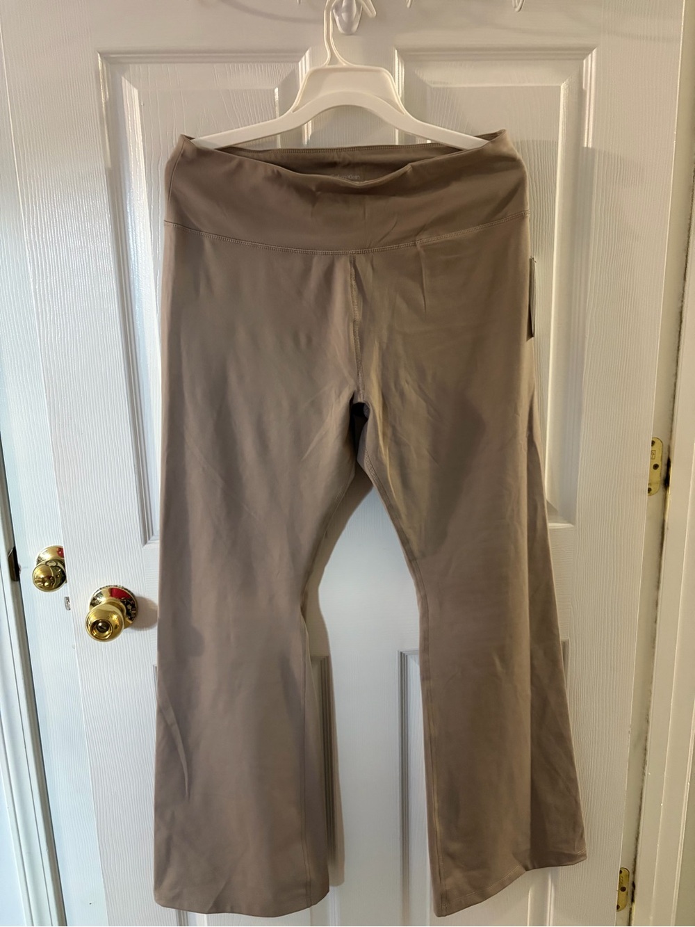 Calvin Klein Neutral Wide-Leg Yoga Pants in Taupe
